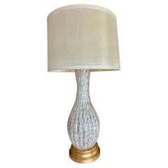 Large Single Murano White Bubbles Copper Aventurine Glass Table Lamp