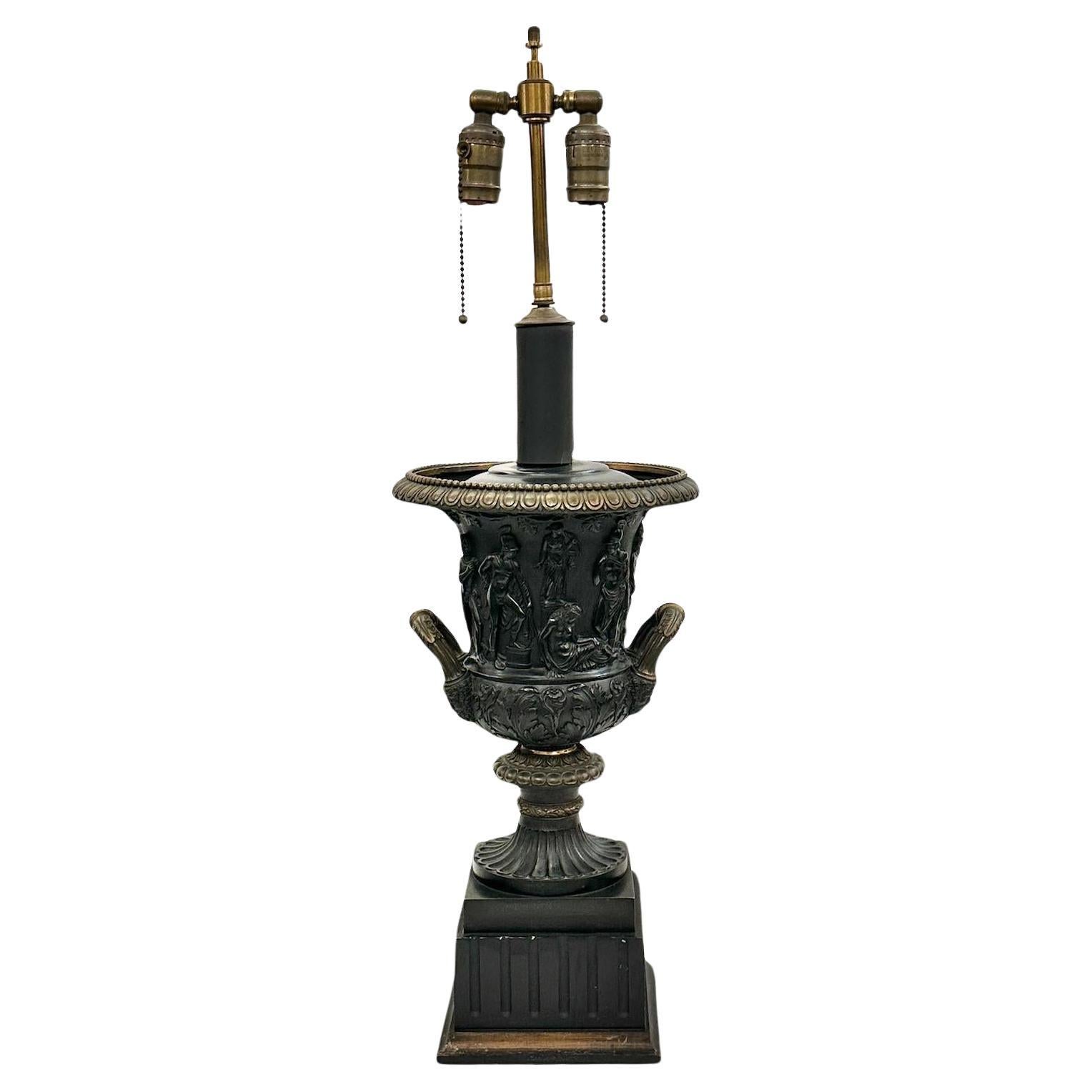 Large Single Neoclassic Urn Lamp For Sale