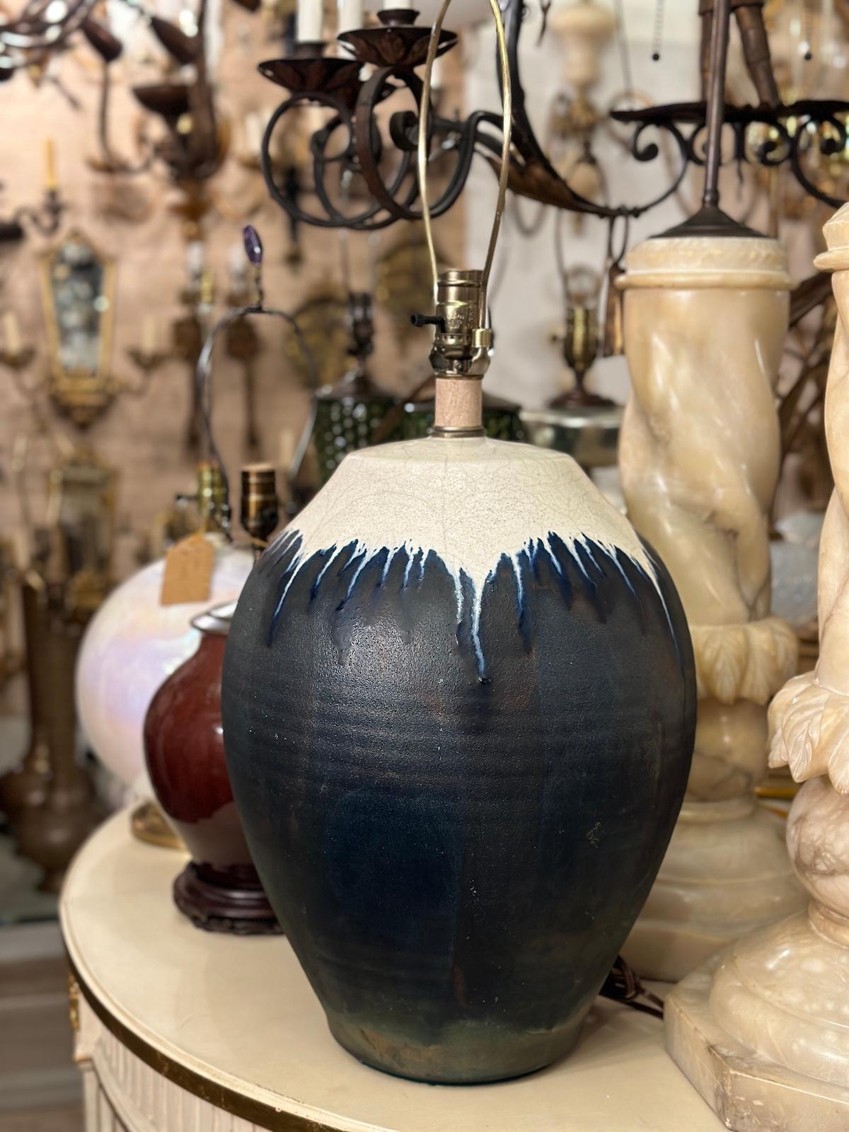 Mid-20th Century Large Single Porcelain Lamp For Sale