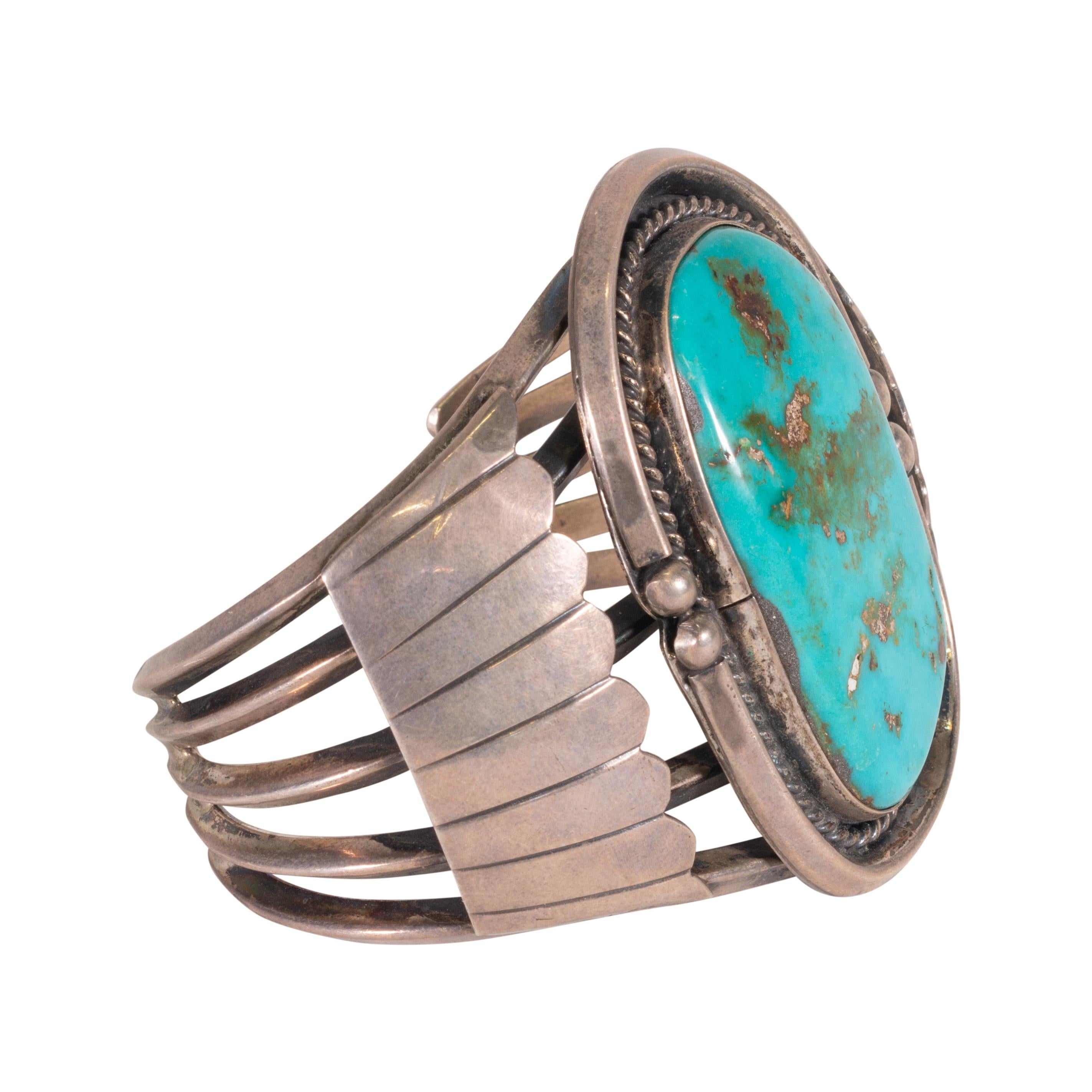 Non taillé Bracelet manchette en turquoise Cerrillos à Single Stone en vente