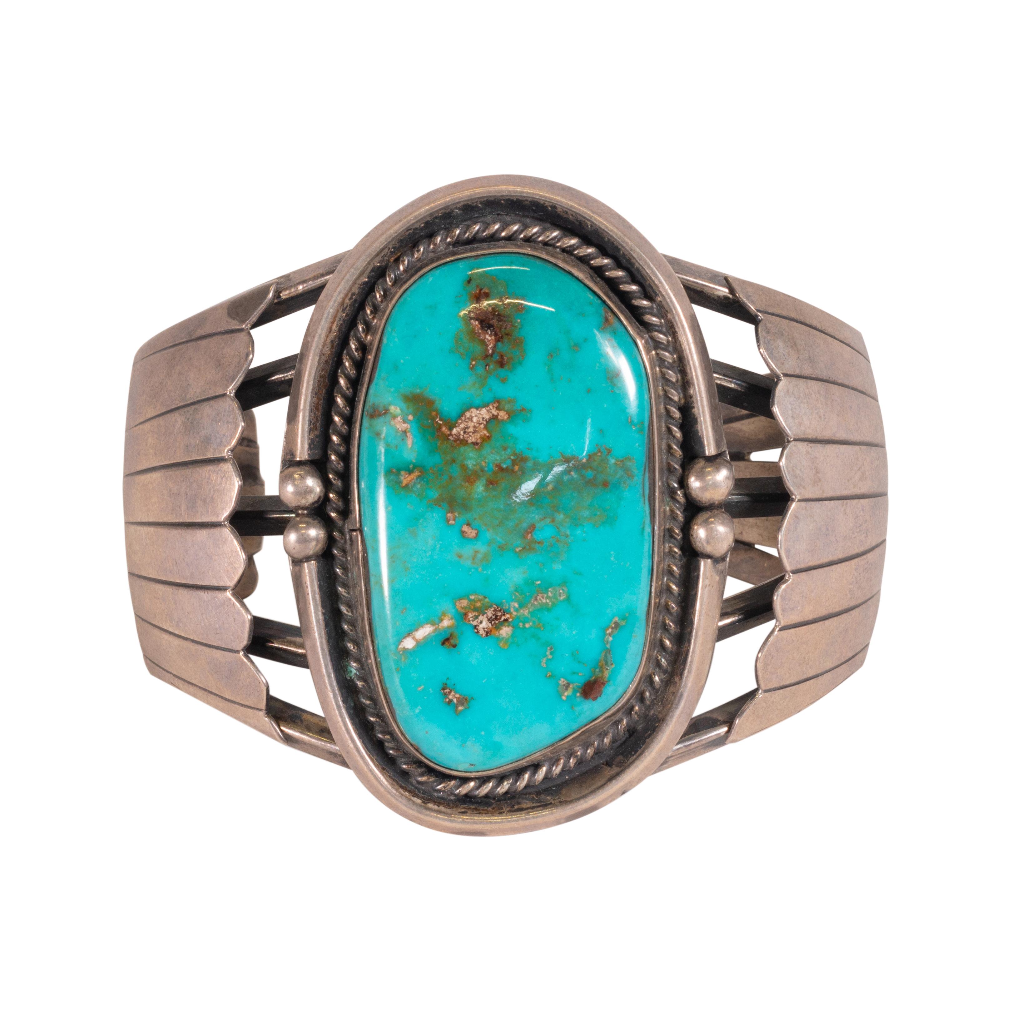 Bracelet manchette en turquoise Cerrillos à Single Stone Bon état - En vente à Coeur d Alene, ID