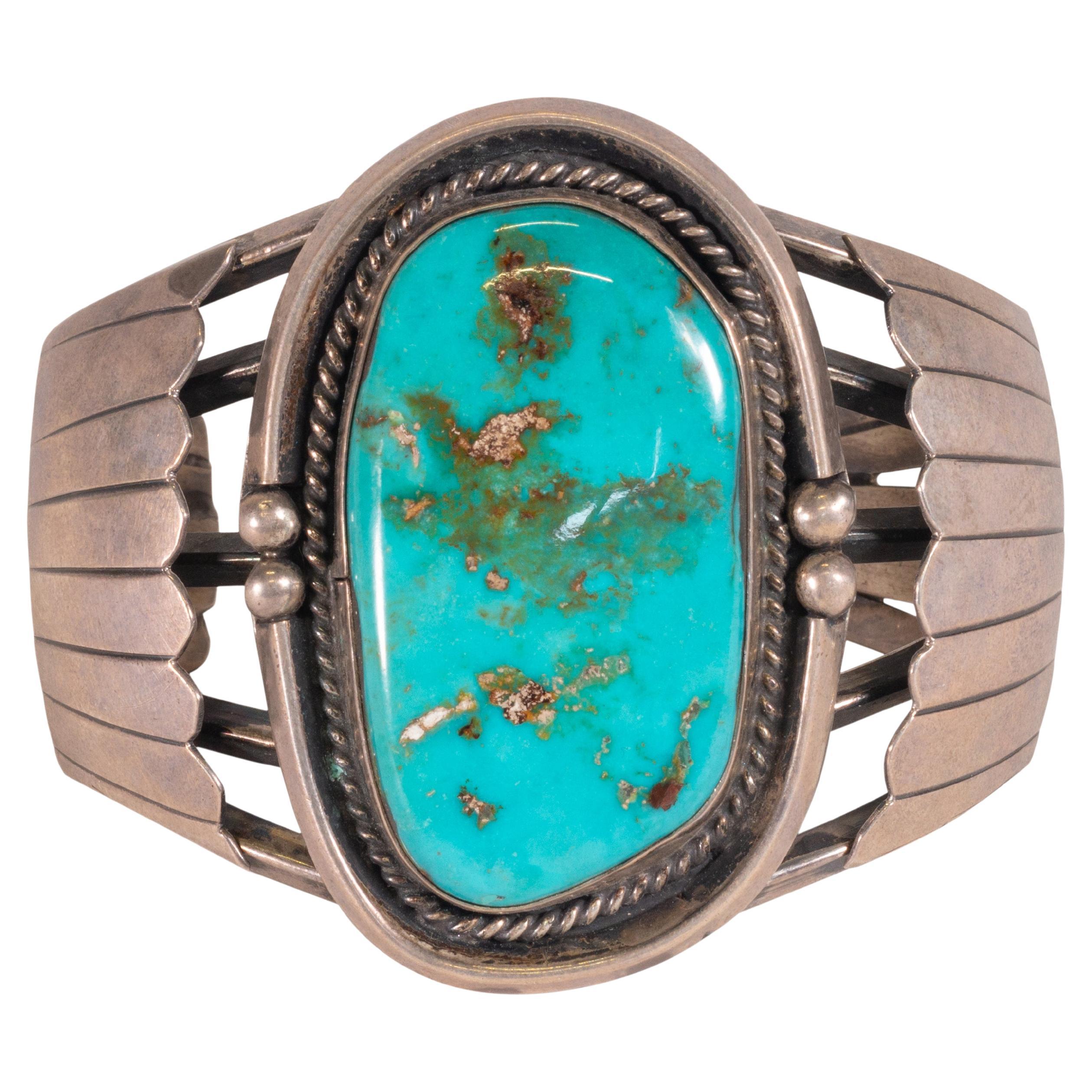 Bracciale grande Single Stone Cerrillos in turchese