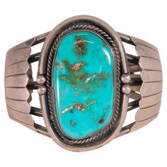 Large Single Stone Cerrillos Turquoise Cuff Bracelet