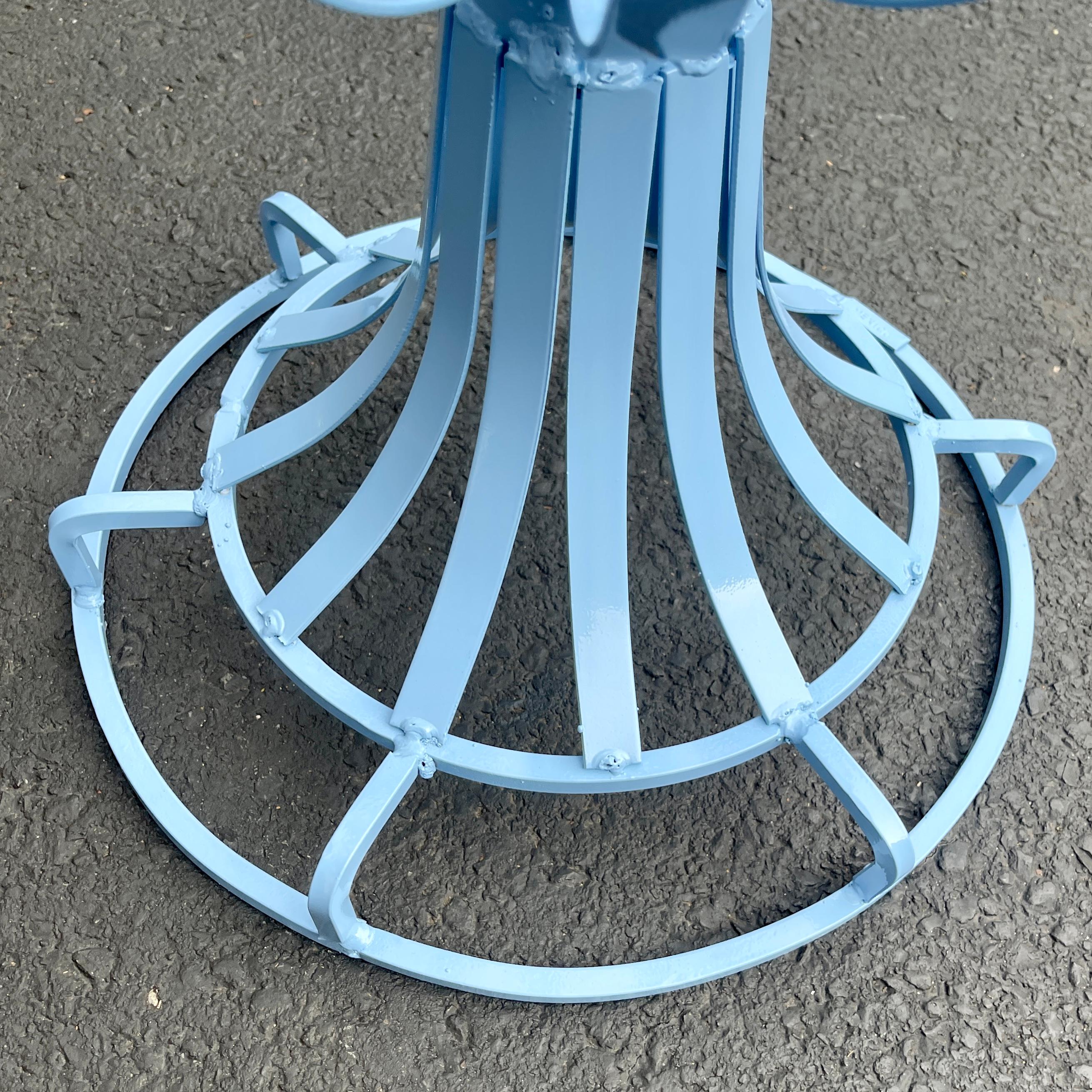 Large Single Tiffany Blue Powder-Coated Iron Planter Stand 8