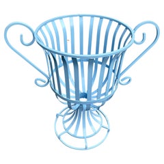 Large Single Tiffany Blue Powder-Coated Iron Planter Stand