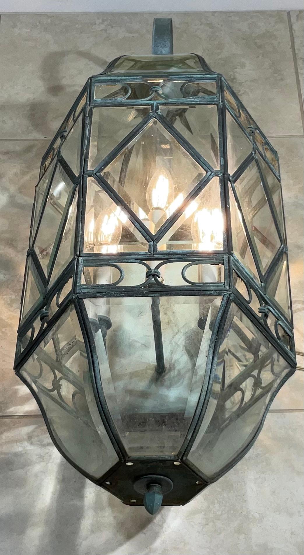 North American Large Single Vintage Brass Wall Lantern For Sale