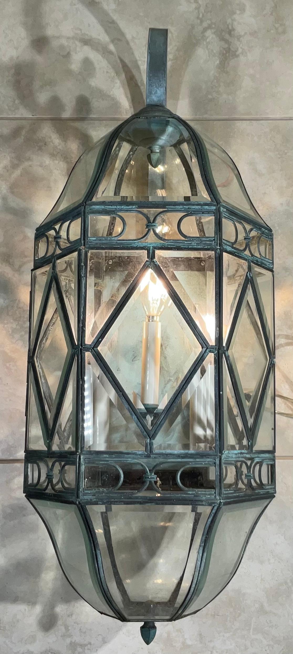 20th Century Large Single Vintage Brass Wall Lantern For Sale
