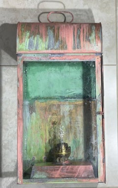 Large Single Vintage Wall Hanging English Copper Lantern