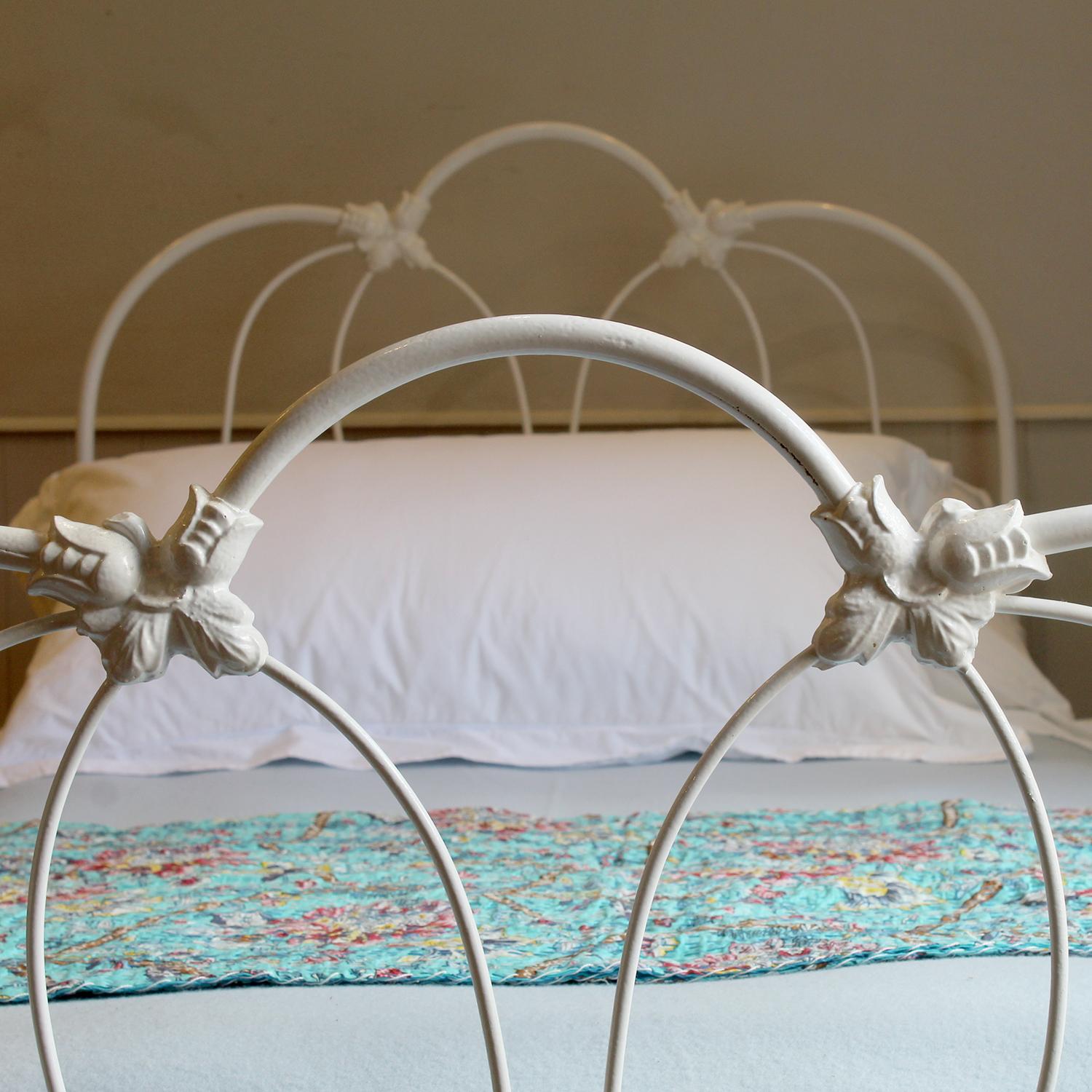 British Large Single White Cast Iron Antique Bed MS73 For Sale