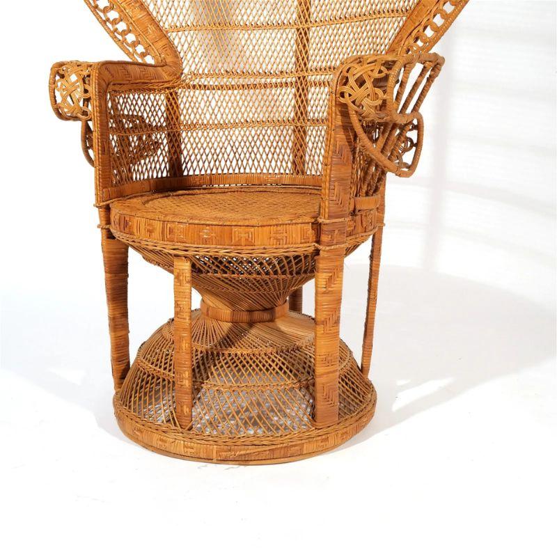Mid-Century Modern Large Single Wicker Peacock Chair