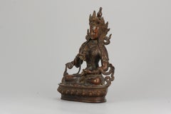 Large Sino Tibetan or Nepalese Bronze Bodhisattva Statue 20th Turqois Inlay