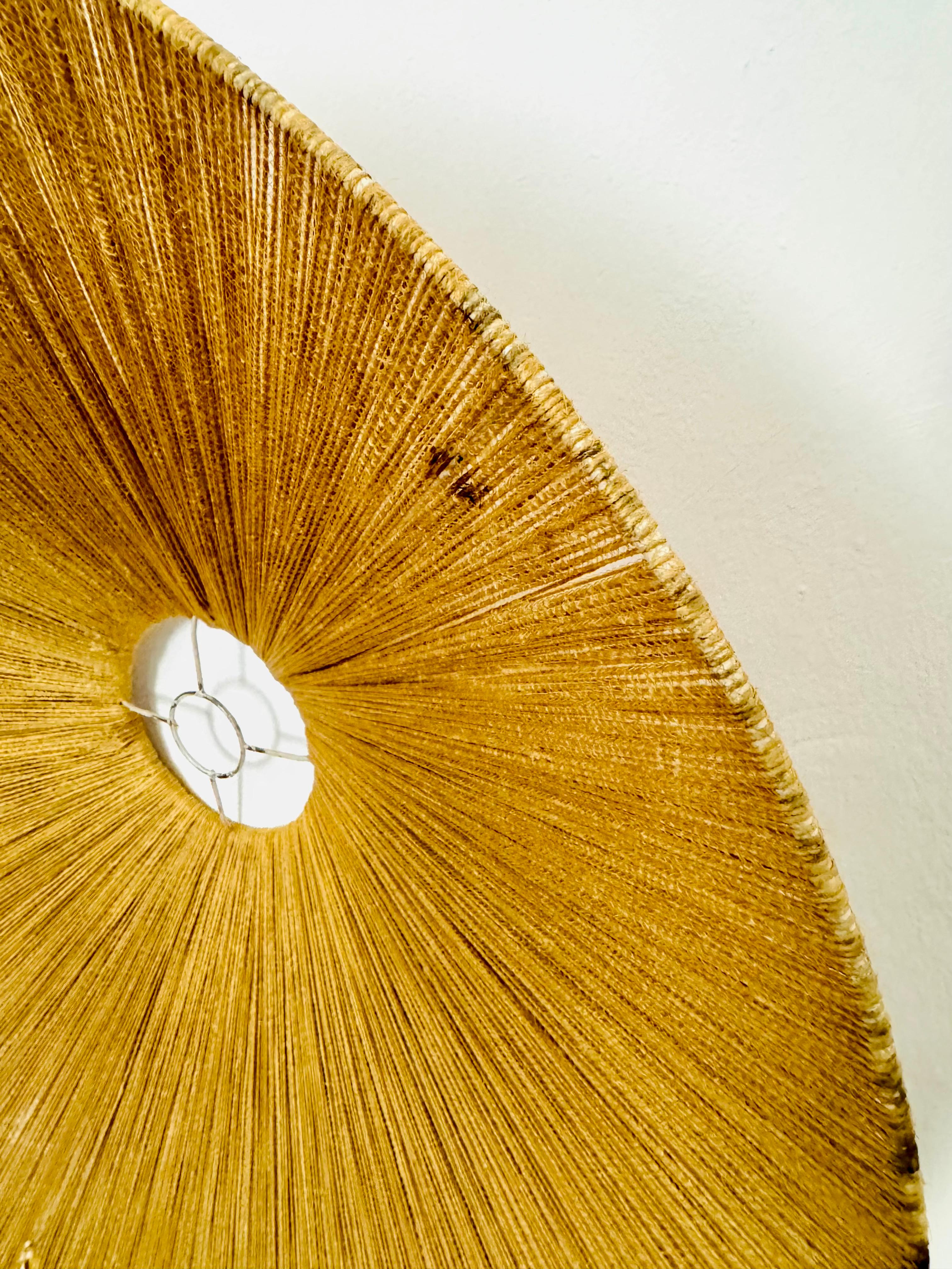 Lampada a sospensione grande in Sisal e Teak di Temde in vendita 11