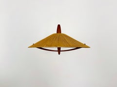 Lampada a sospensione grande in Sisal e Teak di Temde