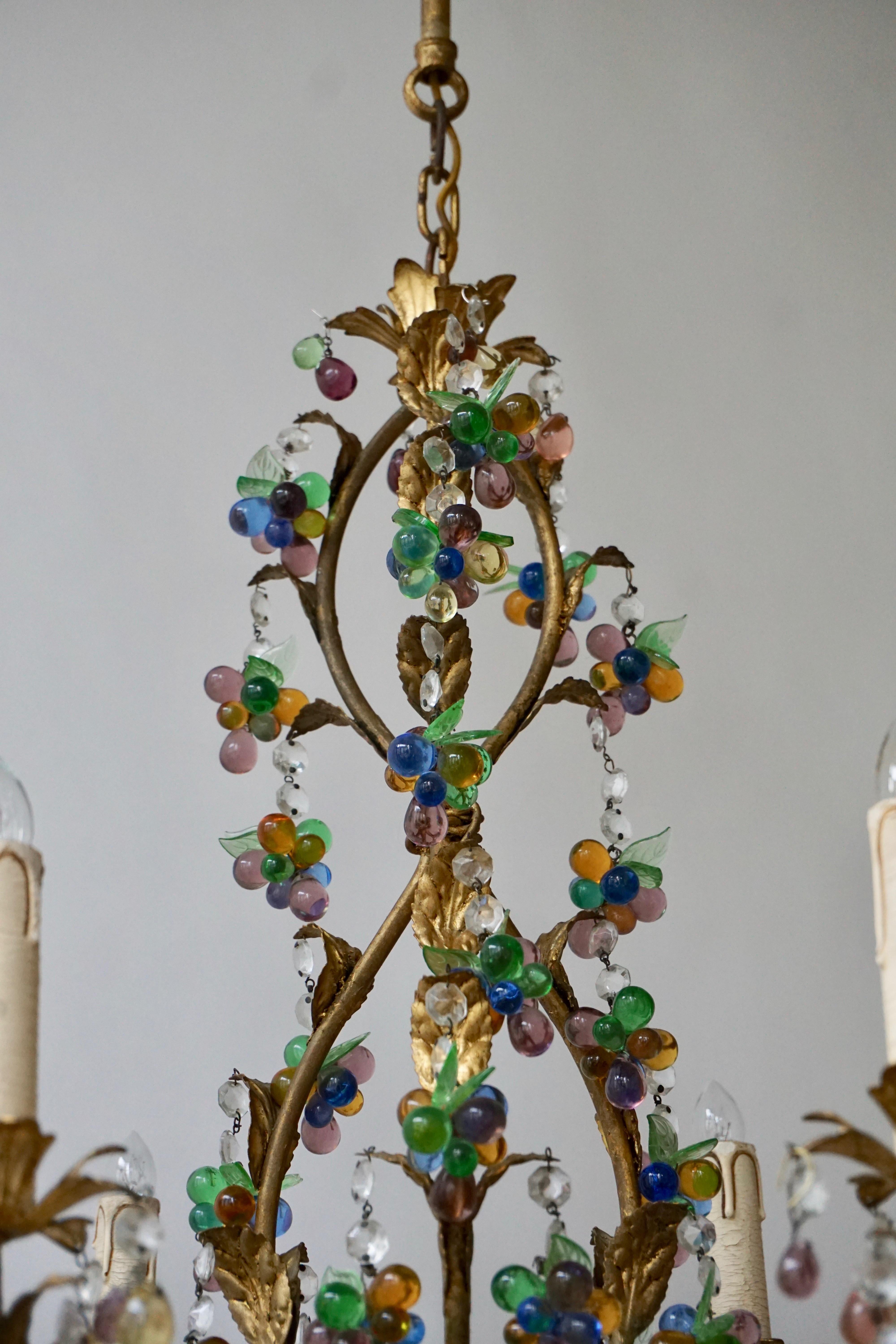 Large Six Branch Chandelier Hung with Amethyst Grapes 2