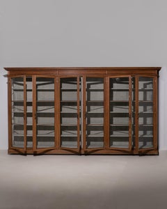 Large Six-Door Vitrine, Wood and Glass, Belgian Antique, 1900-1909