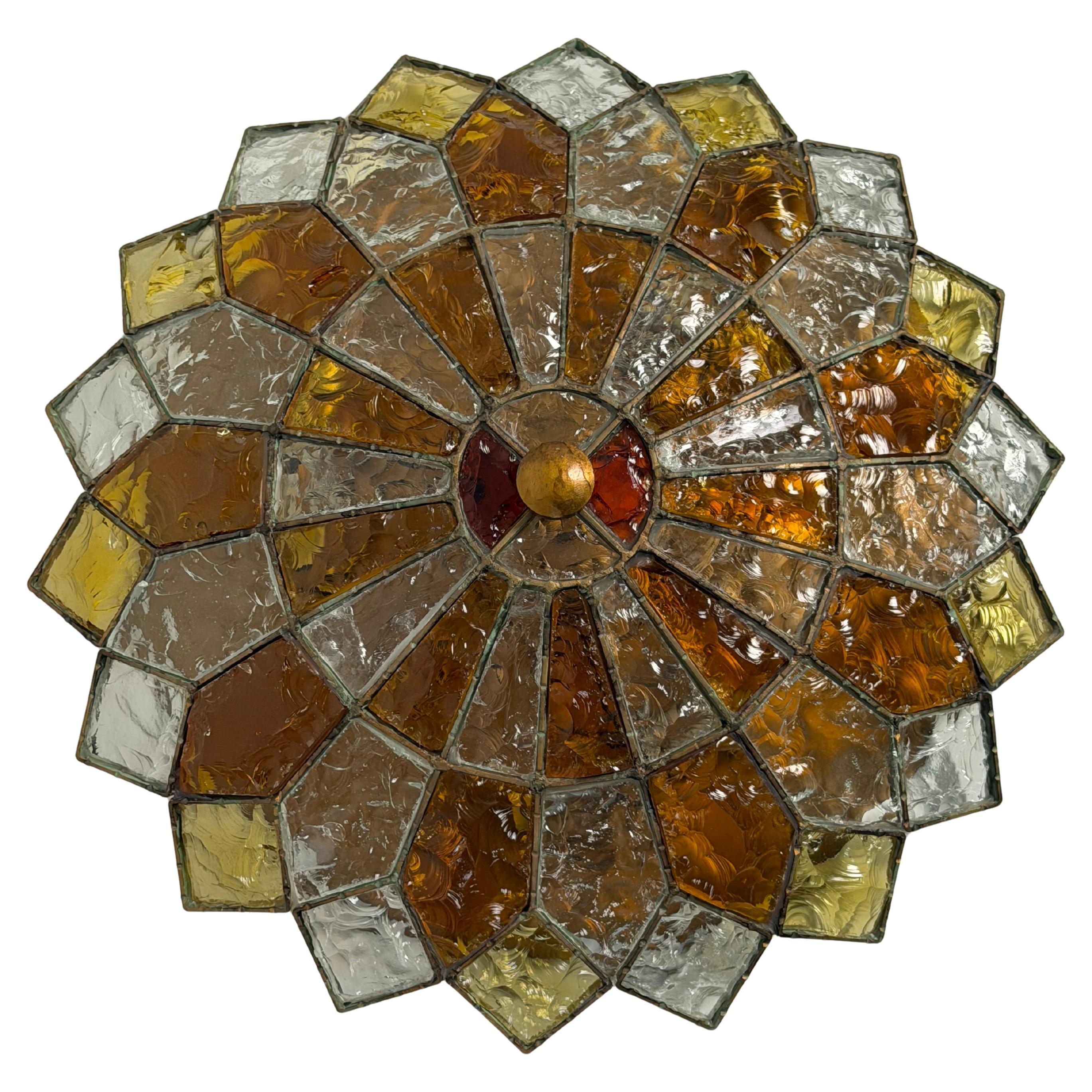 Large Six-Light Murano Glass Ceiling Lamp by Poliarte, 1970s For Sale