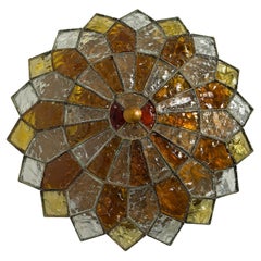 Large Six-Light Murano Glass Ceiling Lamp by Poliarte, 1970s