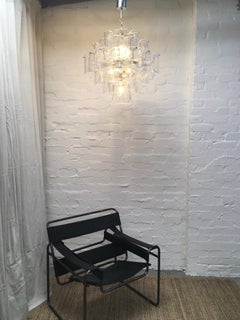 Large Six-Tier Carlo Nason Mazzega 1960s Chandelier in Clear Glass and Chrome