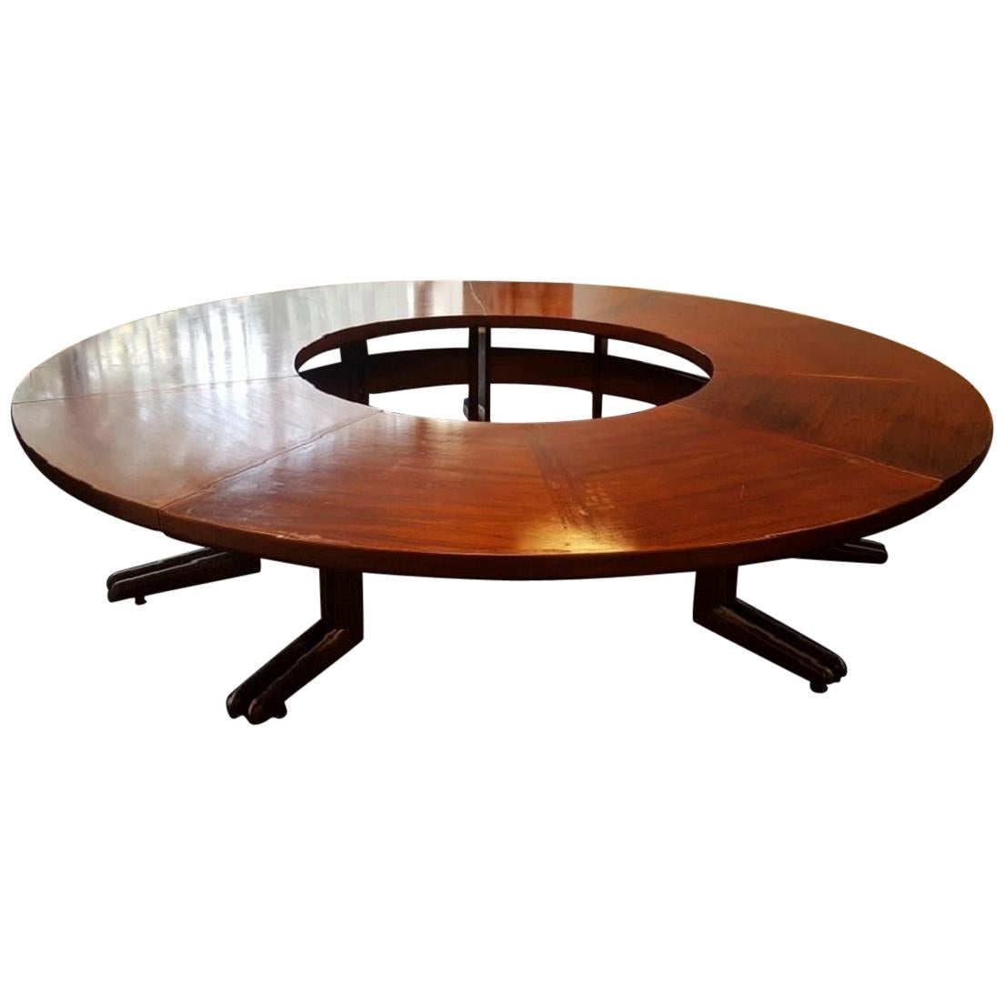Large Size 10 Persons Round Mahogany Conference Table For Sale