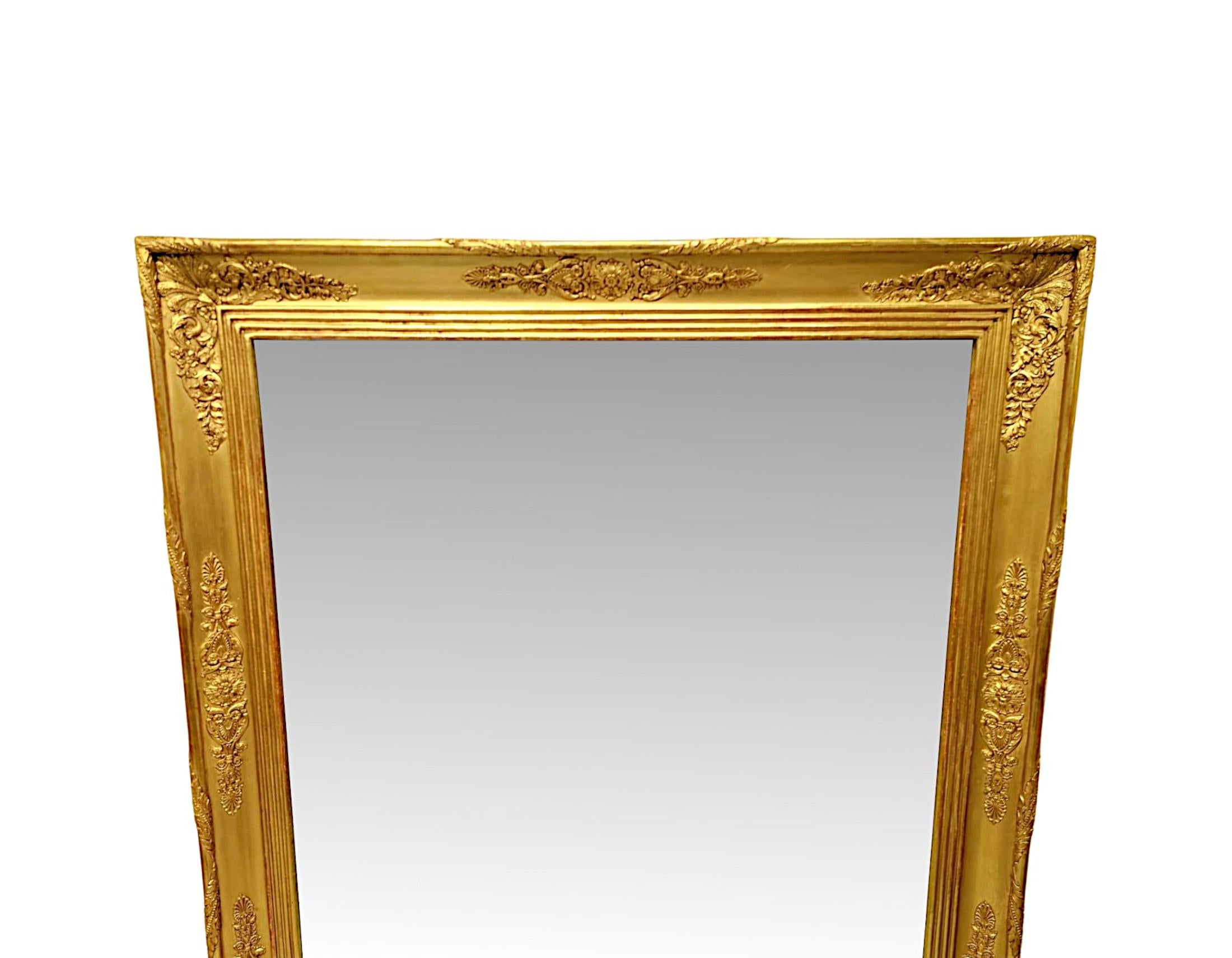 English Large Size 19th Century Giltwood Overmantel or Hall Mirror For Sale