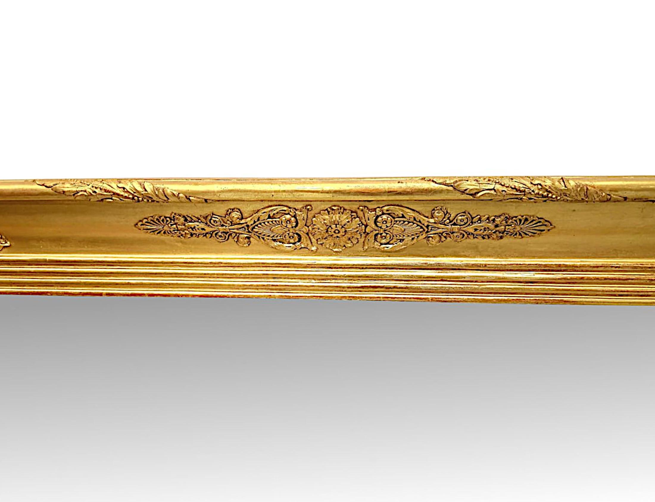 Large Size 19th Century Giltwood Overmantel or Hall Mirror In Good Condition For Sale In Dublin, IE