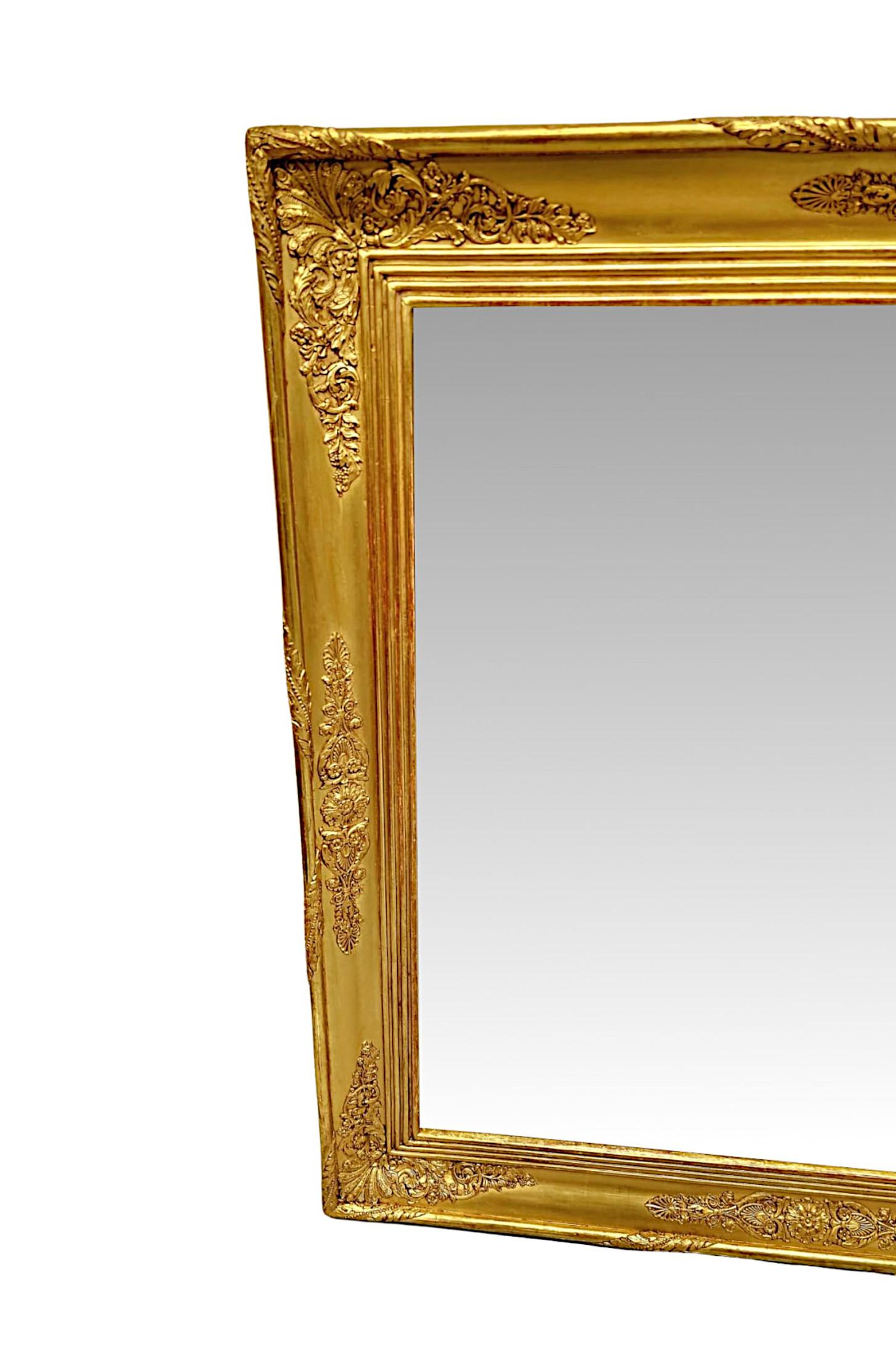 Large Size 19th Century Giltwood Overmantel or Hall Mirror For Sale 1