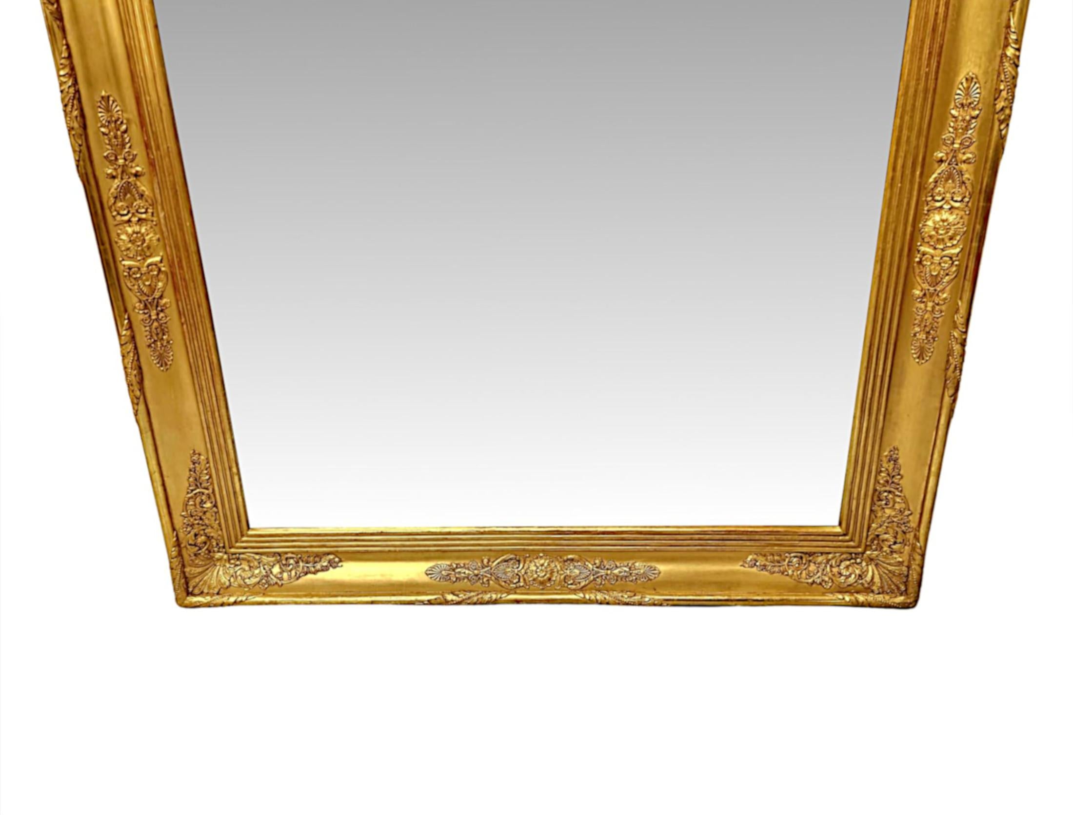 Large Size 19th Century Giltwood Overmantel or Hall Mirror For Sale 2