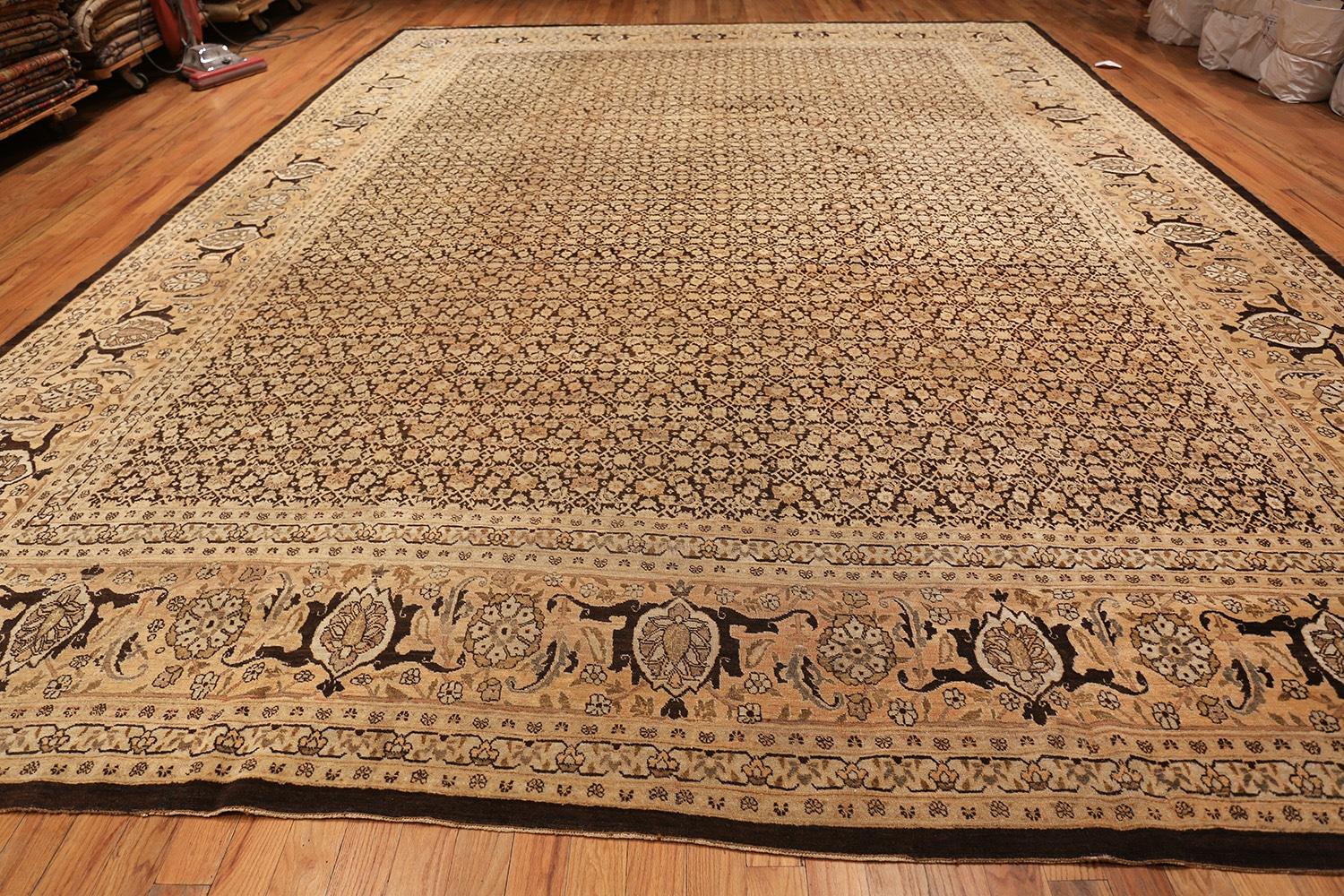 Große Größe Antik Brown Hintergrund Persisch Tabriz Bereich Teppich 13' x 17'4