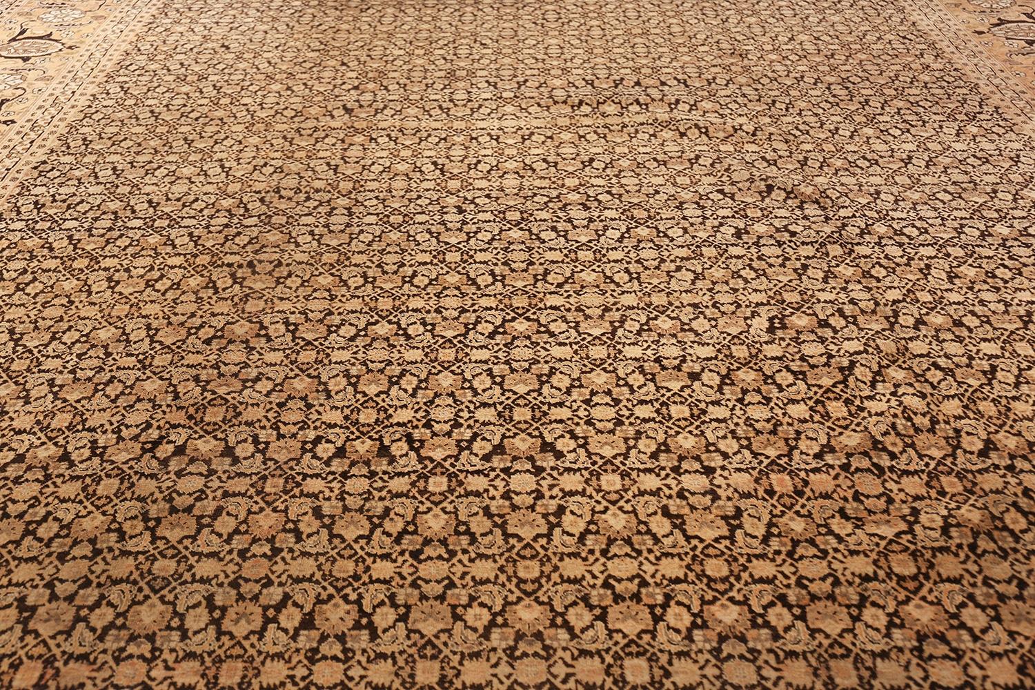 Große Größe Antik Brown Hintergrund Persisch Tabriz Bereich Teppich 13' x 17'4