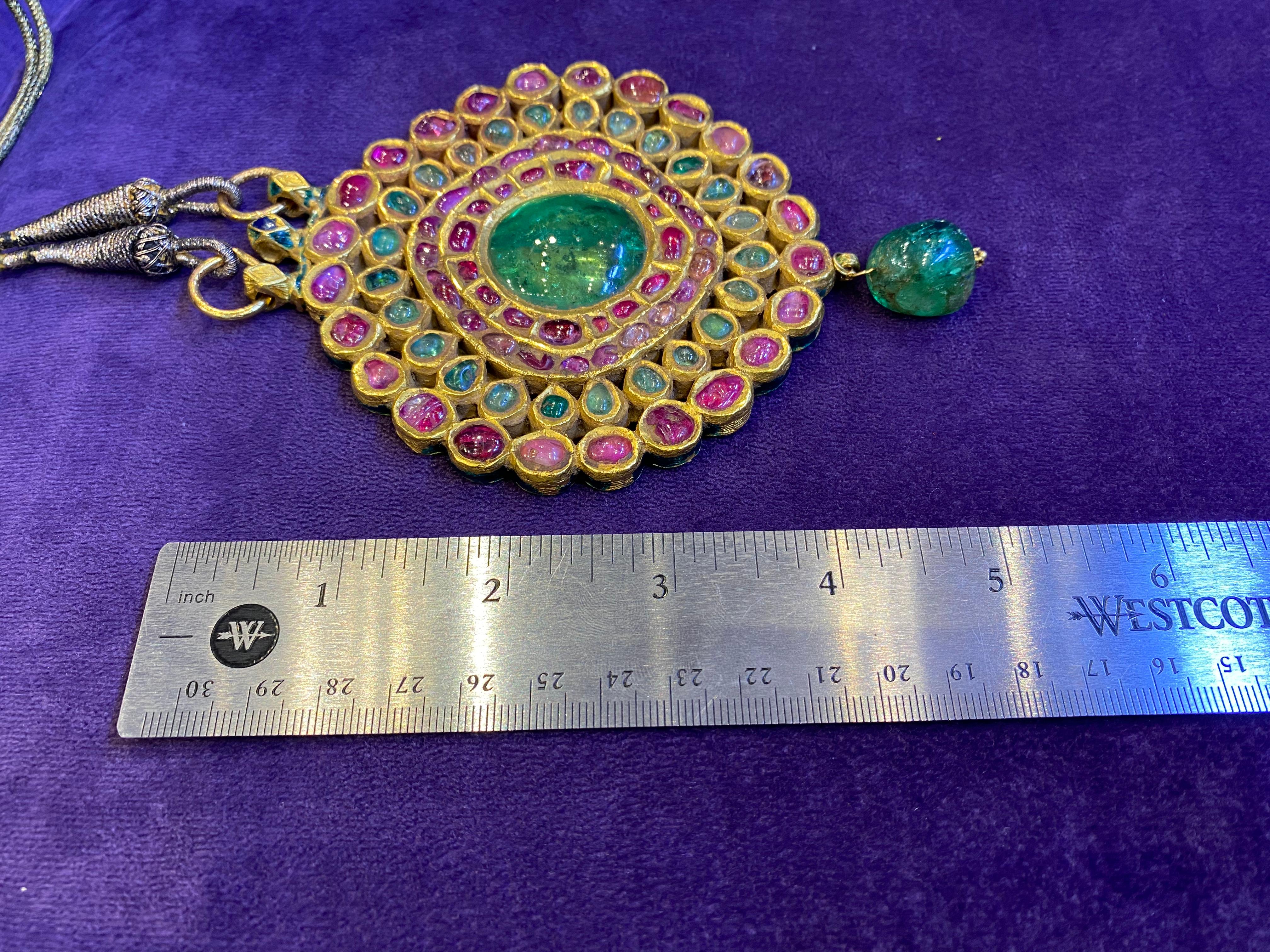 Women's or Men's Large Size Antique Indian Pendant Necklace
