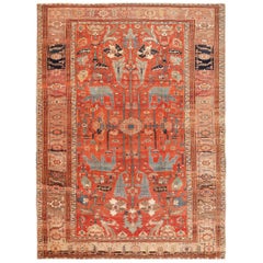 Large Size Rustic Antique Persian Serapi Rug. Size: 11 ft 2 in x 15 ft 5 in