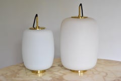 Large Size Bent Karlby Kina Pendant Lamp Brass and Opaline by Lyfa, Denmark