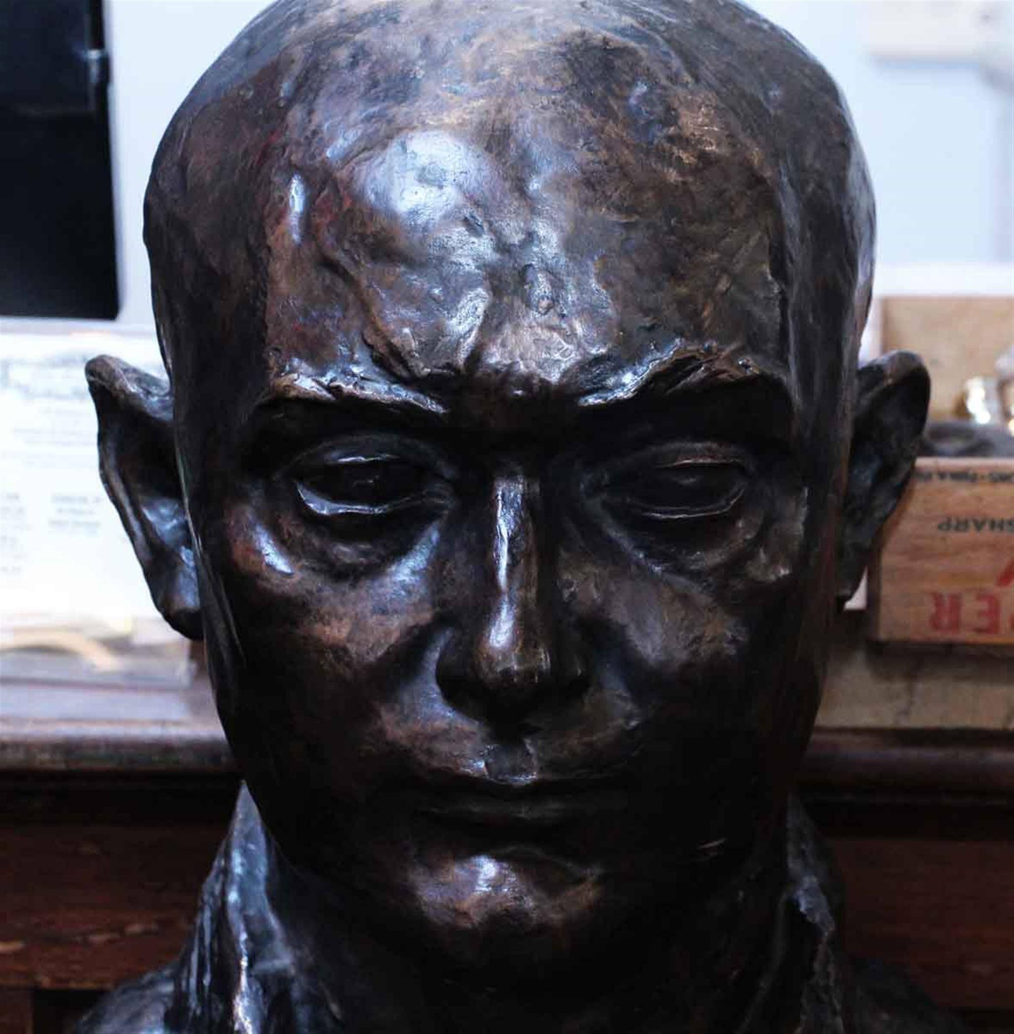 Large size bronze bust of an unidentified male figure. This can be seen at our 5 East 16th St location on Union Square in Manhattan.