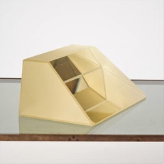 Large Size Brutalist Solid Decorative Glass Block, France, 1950's