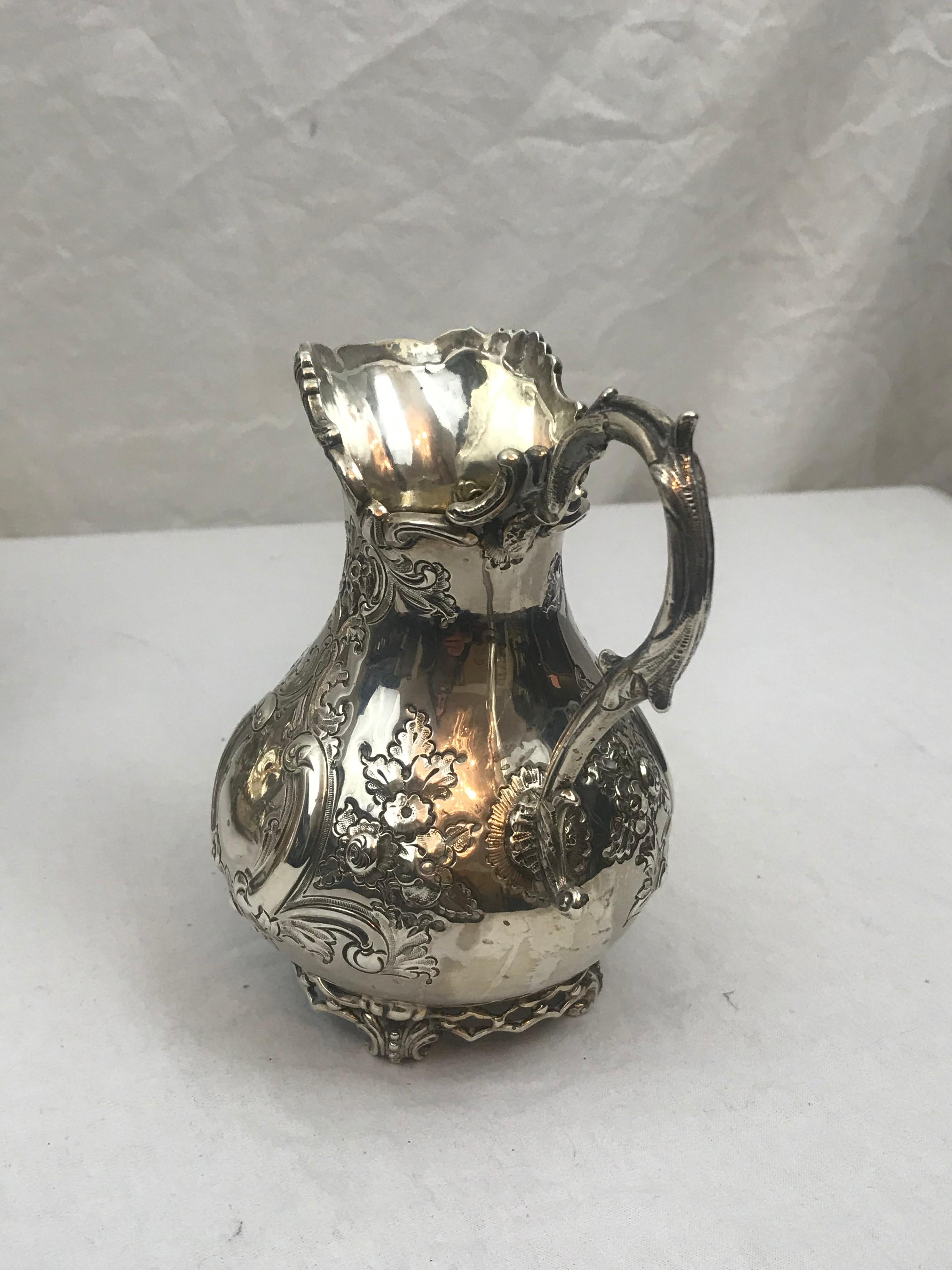 Large Size Cream and Sugar. Irish Sterling Silver. Dublin 1887-1888. Victorian For Sale 4