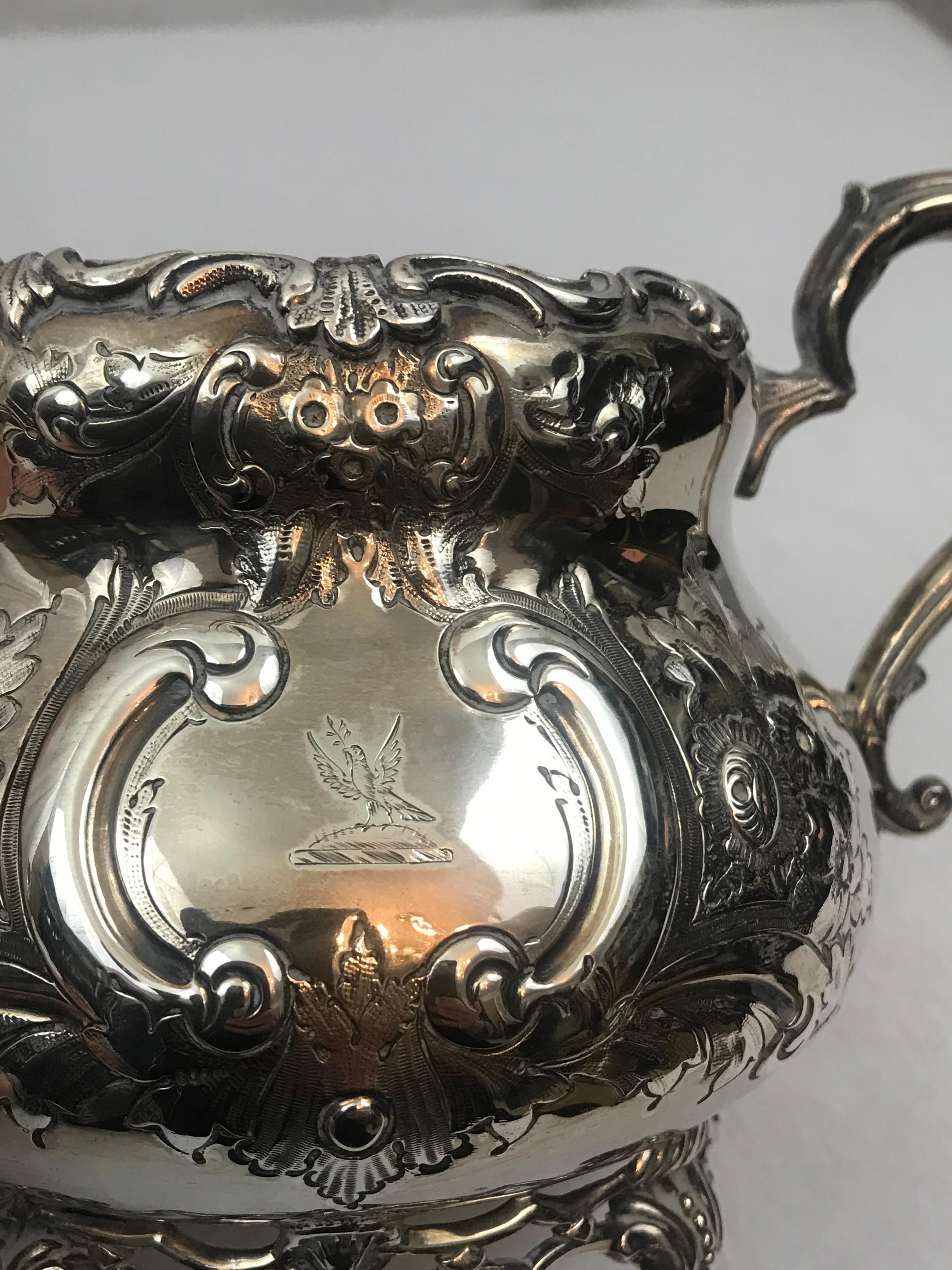 Large Size Cream and Sugar. Irish Sterling Silver. Dublin 1887-1888. Victorian In Good Condition For Sale In Seattle, WA