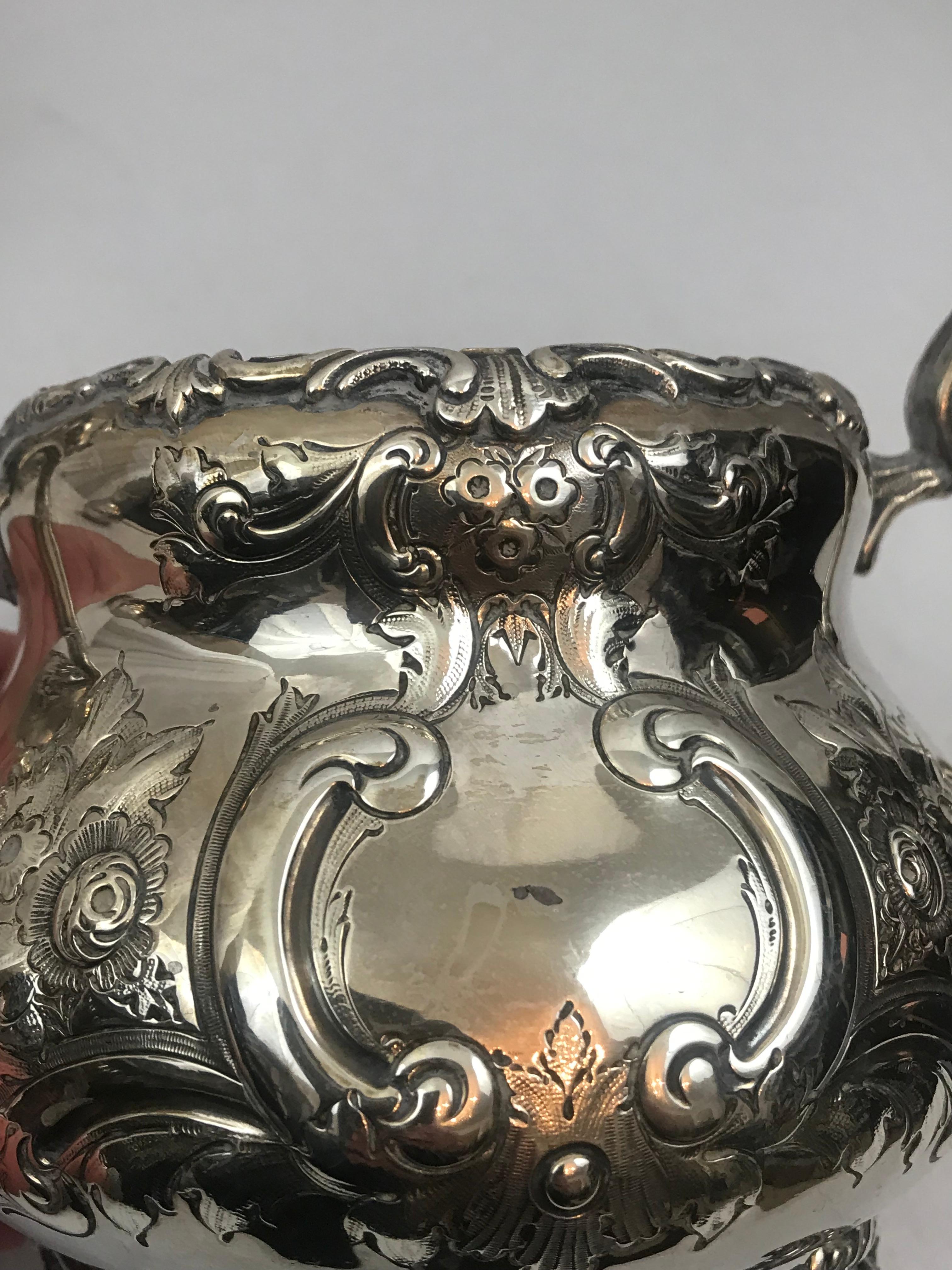 Large Size Cream and Sugar. Irish Sterling Silver. Dublin 1887-1888. Victorian For Sale 1