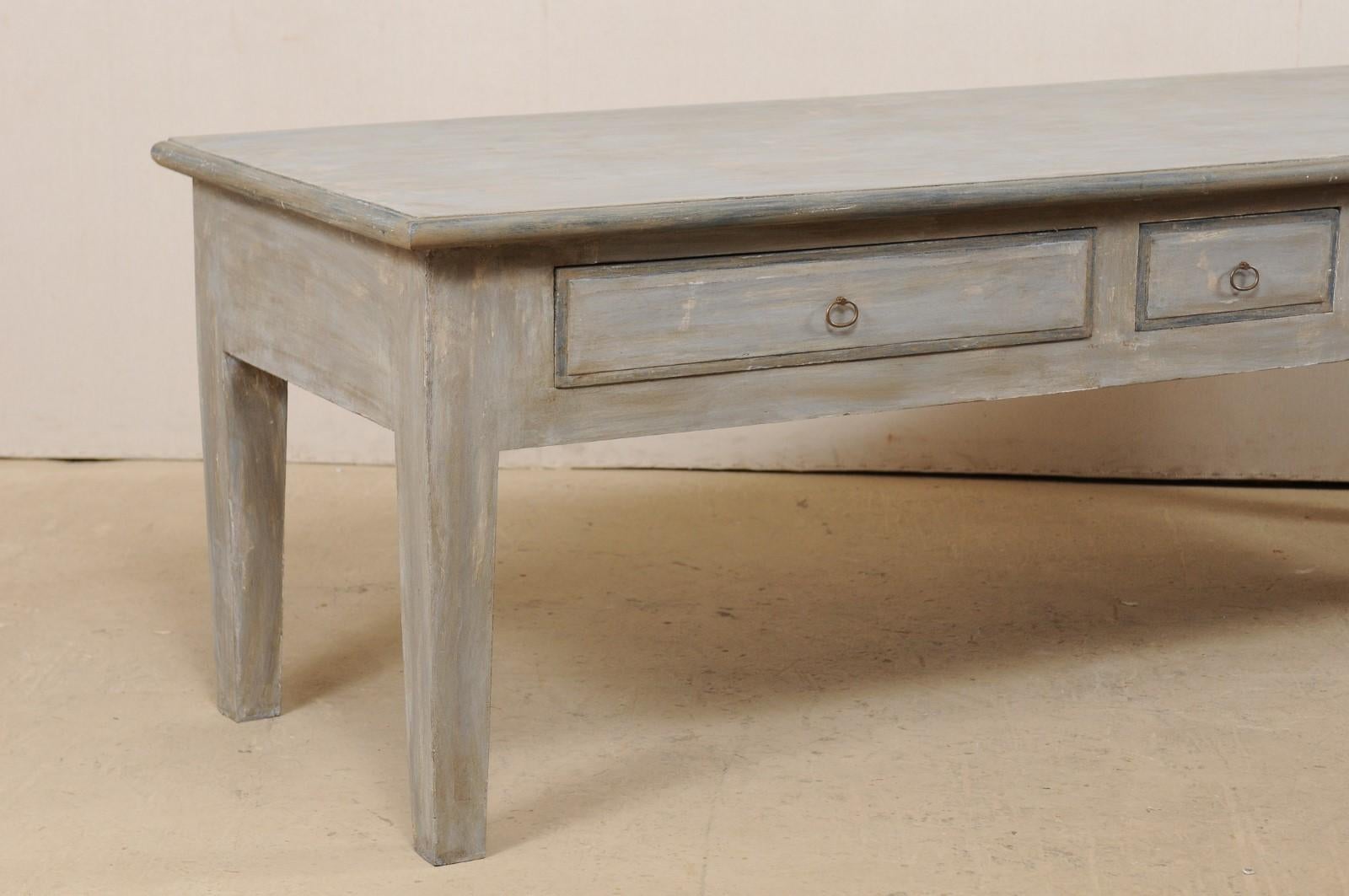 Großformatige Konsole oder Kücheninsel aus lackiertem Holz mit Schubladen (amerikanisch) im Angebot