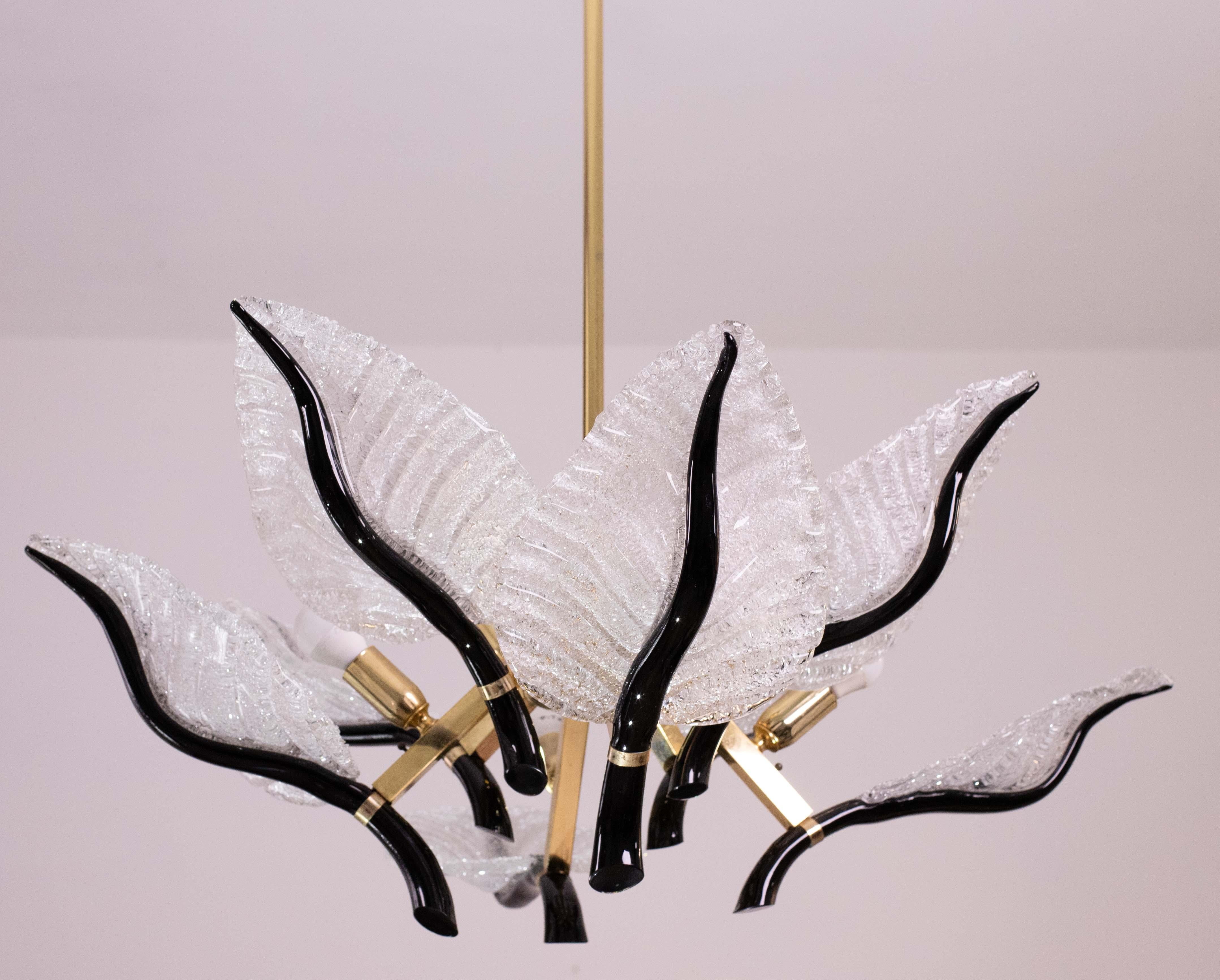 Lampadario Eleg di grandi dimensioni Franco Luce per Seguso, vetro di Murano, anni '70 in vendita 1