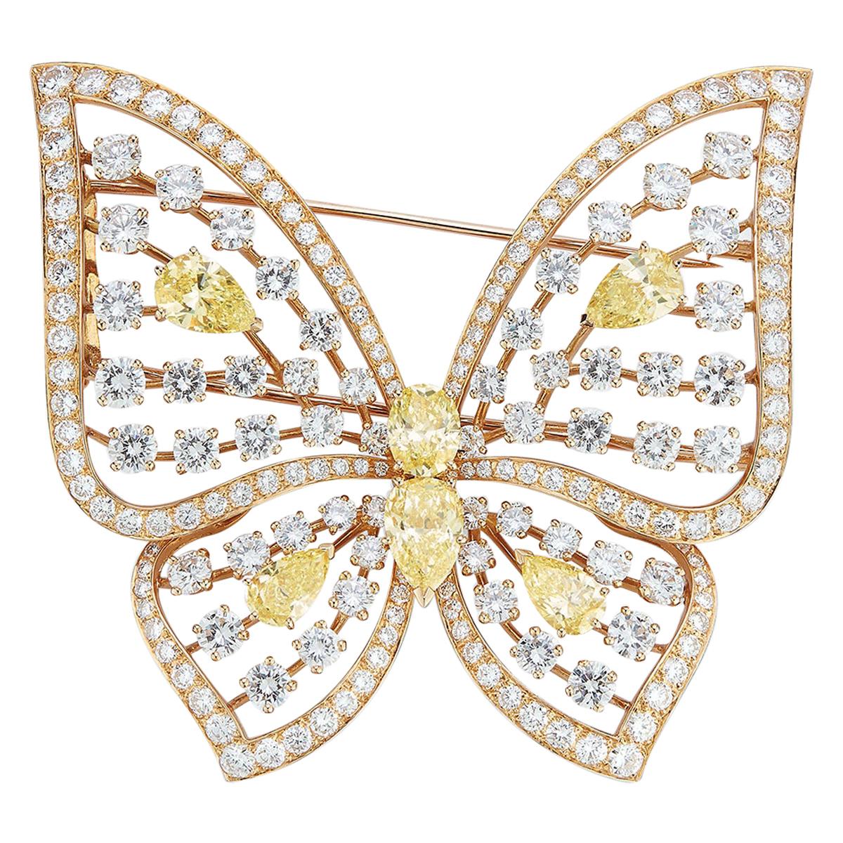 Large Size Fancy Diamond Butterfly Brooch by Van Cleef & Arpels
