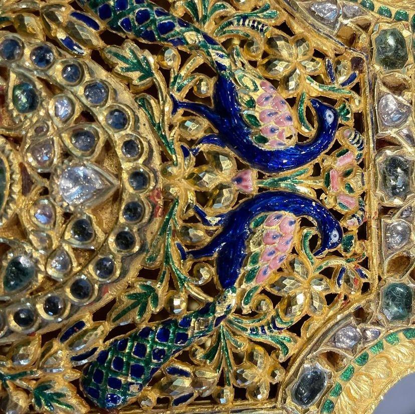 Large Size Gem Set and Enamel Indian Gold Box 7
