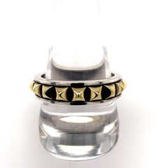 Large Size Gold and Sterling Caviar Ring