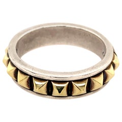 Large Size Gold and Sterling Caviar Ring