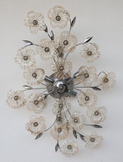 Large Size Gold and Transparent Murano Glass Wall light or Ceiling Light Flower