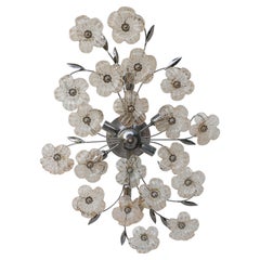 Large Size Gold and Transparent Murano Glass Wall light or Ceiling Light Flower