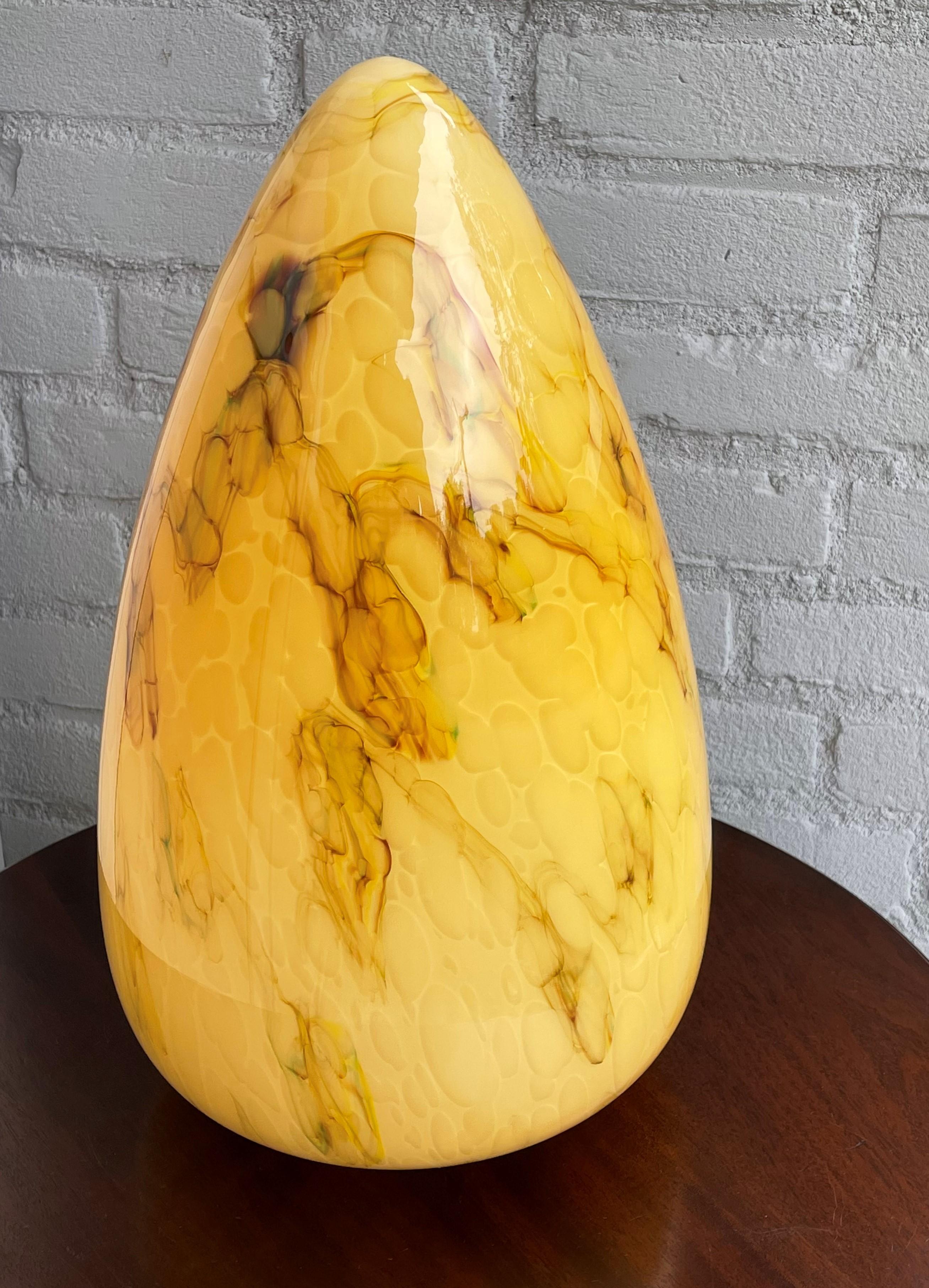 20th Century Large Size & Great Cone Shape Midcentury Made Art Deco Style Glass Pendant Light For Sale