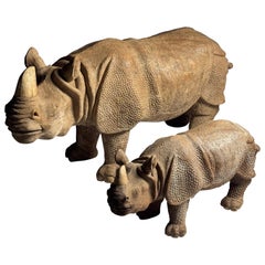Large Size Hand carved Rhino sculptures 134cm