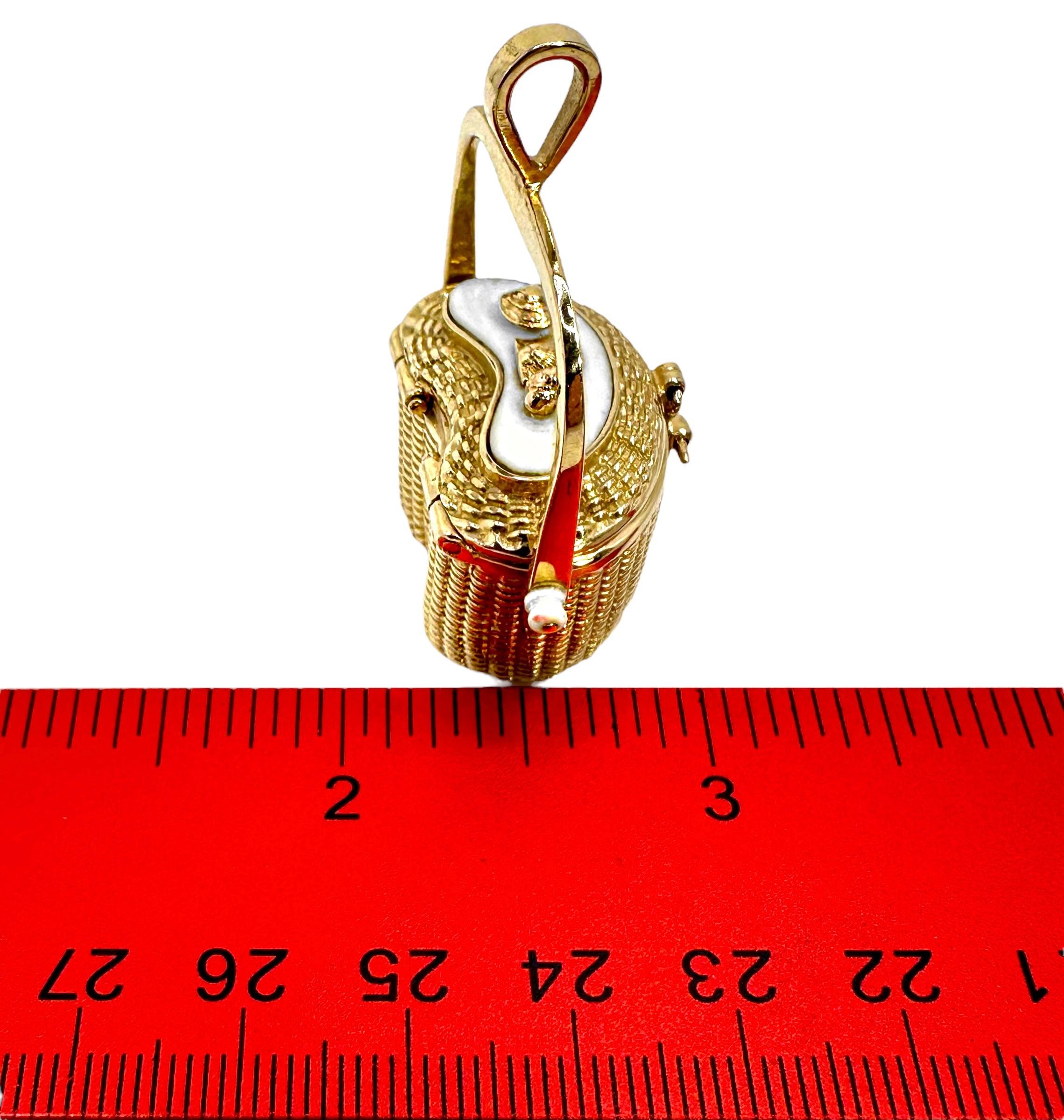Large Size, Kidney Shape, 14K Gold Nantucket Basket Pendant by Diana Kim England 9