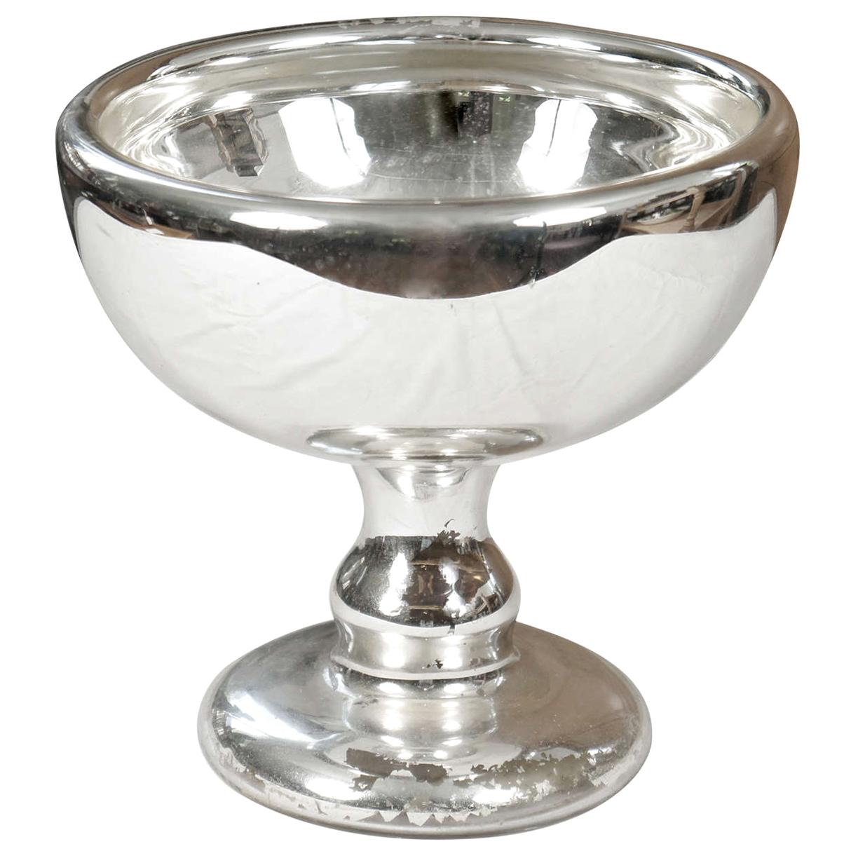 Large Size Mercury Glass Footed Bowl For Sale