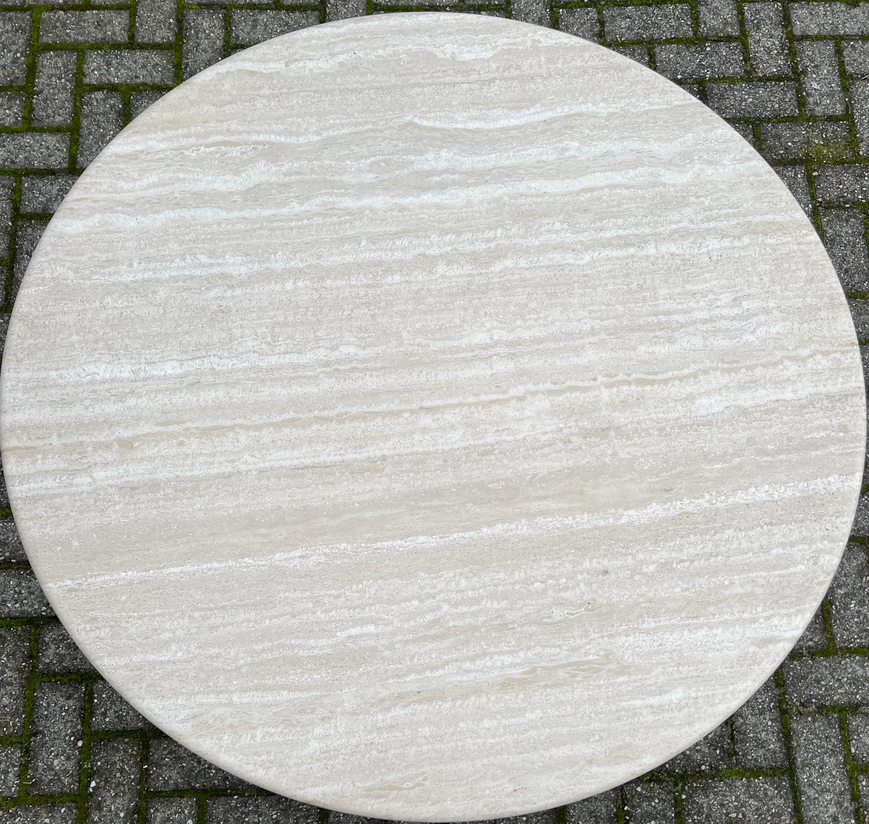 Large Size Mid-Century Art Deco Style Travertine Round Coffee or Cocktail Table 3